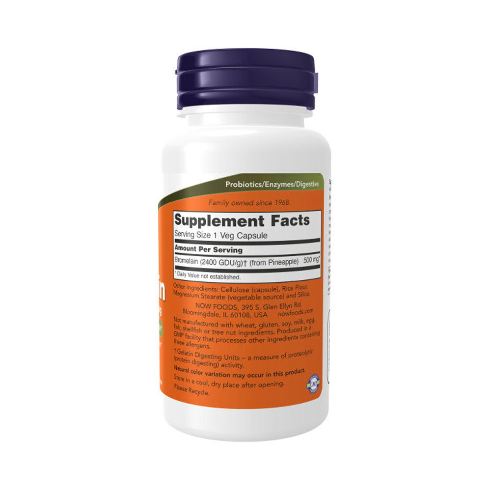 NOW Supplements, Bromelain (Natural Proteolytic Enzyme) 2,400 GDU/g - 500 mg, Natural Proteolytic Enzyme*, 60 Veg Capsules - Bloom Concept
