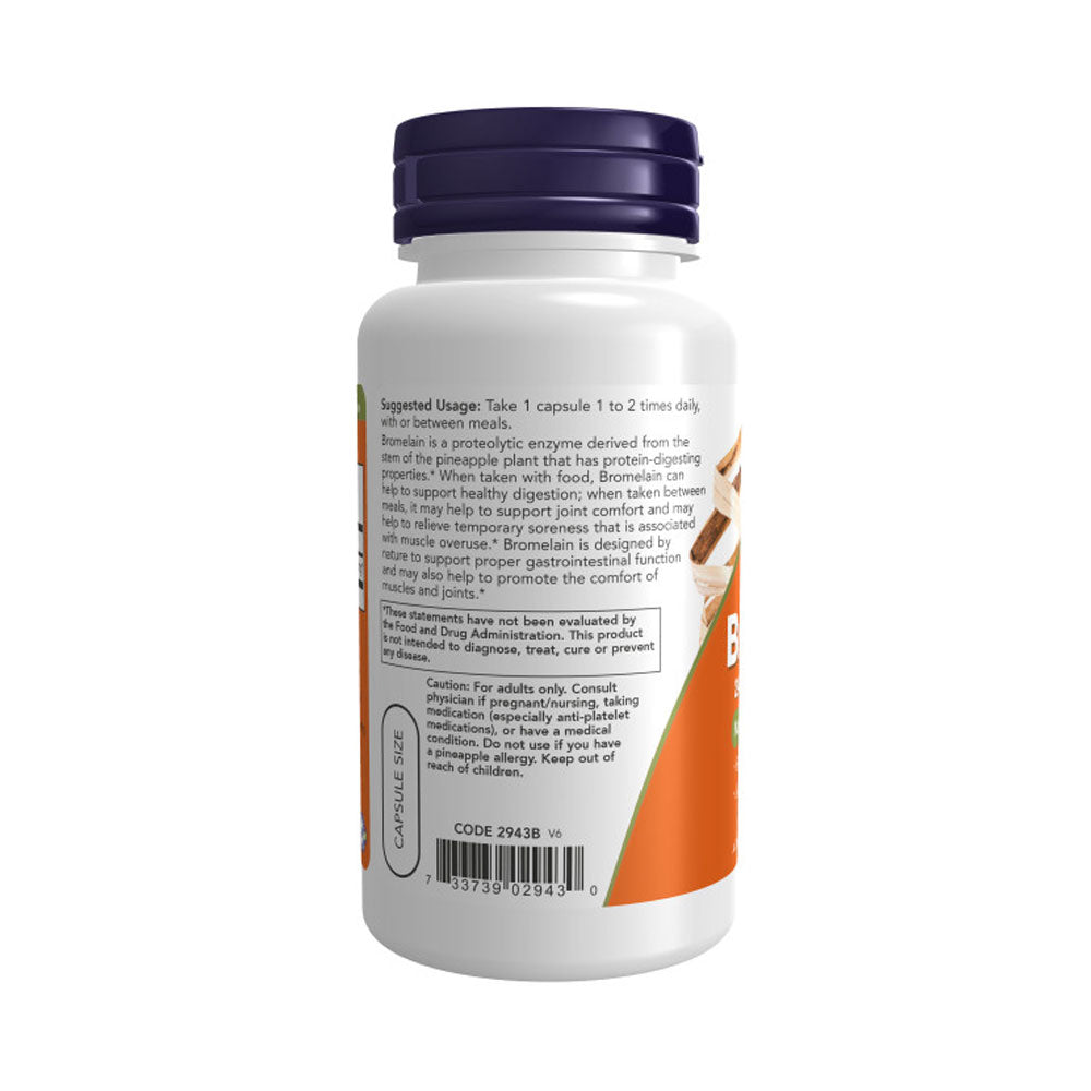 NOW Supplements, Bromelain (Natural Proteolytic Enzyme) 2,400 GDU/g - 500 mg, Natural Proteolytic Enzyme*, 60 Veg Capsules - Bloom Concept