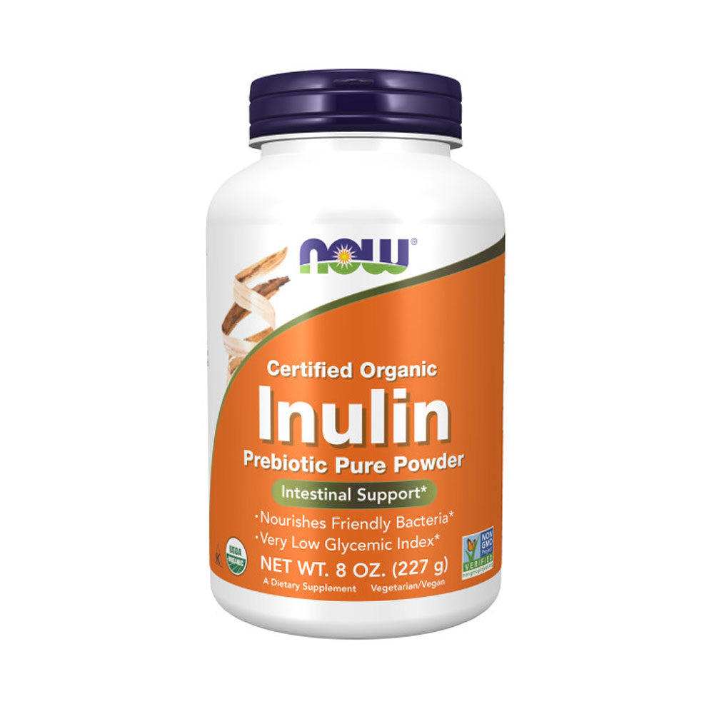NOW Supplements, Inulin Prebiotic Pure Powder, Certified Organic, Non-GMO Project Verified, Intestinal Support*, 8-Ounce (227g) Vitamins & Supplements NOW Foods USA