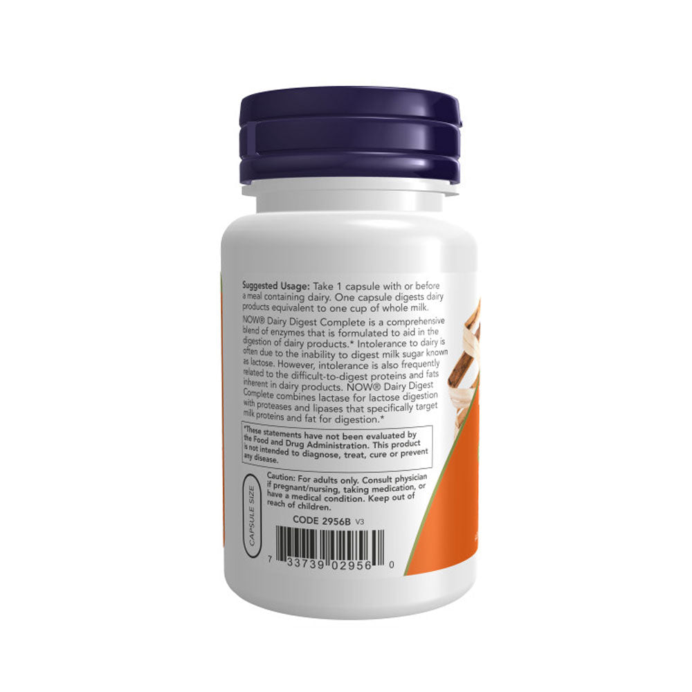NOW Supplements, Dairy Digest Complete, Digests Lactose, Dairy Proteins and Fats*, Dairy Tolerance Enzymes*, 90 Veg Capsules - Bloom Concept