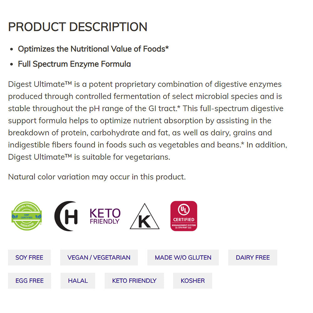 NOW Supplements, Digest Ultimate with Full Spectrum Enzyme Formula, 60 Veg Capsules Vitamins & Supplements NOW Foods USA