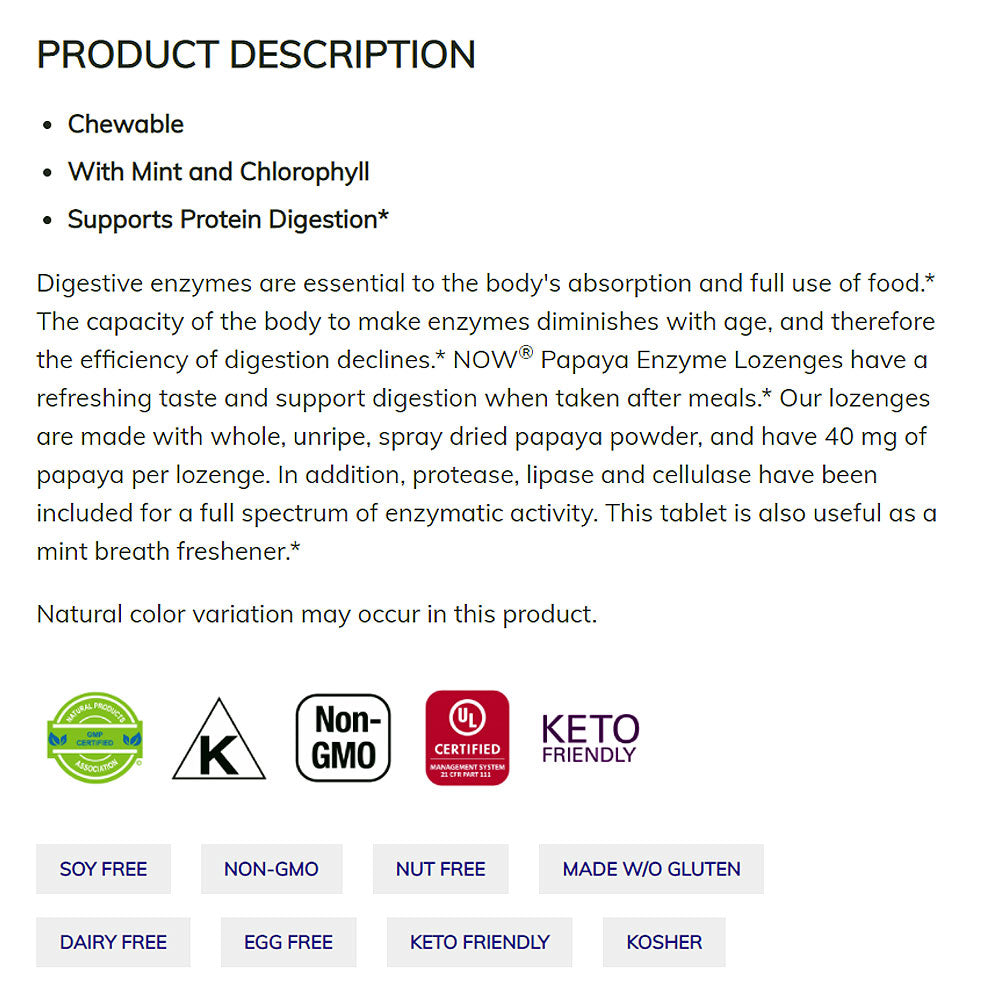 (30% OFF) NOW Supplements, Papaya Enzyme with Mint and Chlorophyll, Digestive Support*, 360 Chewable Lozenges--Best by 01/24 - Bloom Concept