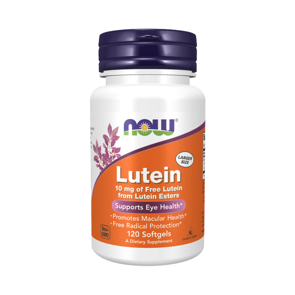NOW Supplements, Lutein 10 mg with 10 mg of Free Lutein from Lutein Esters, 120 Softgels - Bloom Concept