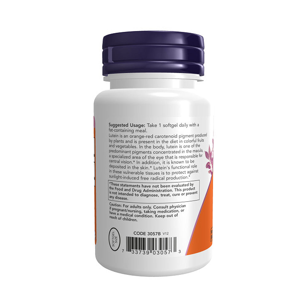 NOW Supplements, Lutein 10 mg with 10 mg of Free Lutein from Lutein Esters, 120 Softgels - Bloom Concept