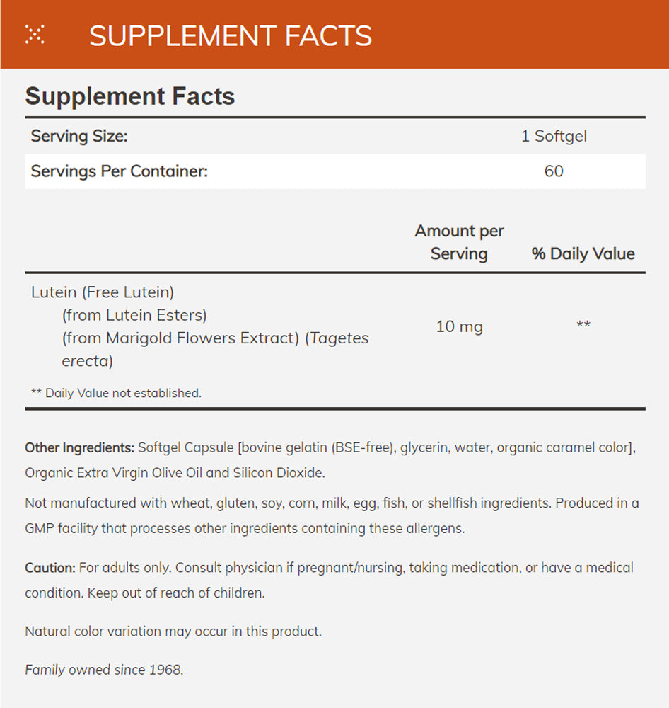 NOW Supplements, Lutein 10 mg with 10 mg of Free Lutein from Lutein Esters, 120 Softgels - Bloom Concept