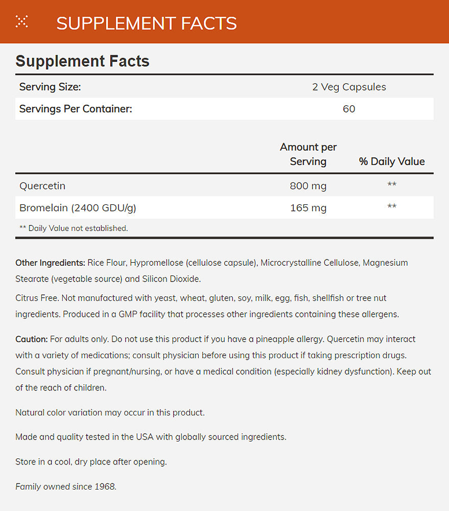 NOW Supplements, Quercetin with Bromelain, Balanced Immune System*, 120 Veg Capsules - Bloom Concept