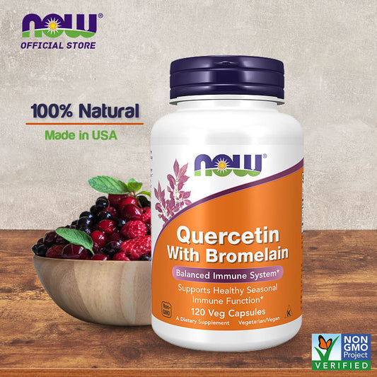NOW Supplements, Quercetin with Bromelain, Balanced Immune System*, 120 Veg Capsules - Bloom Concept