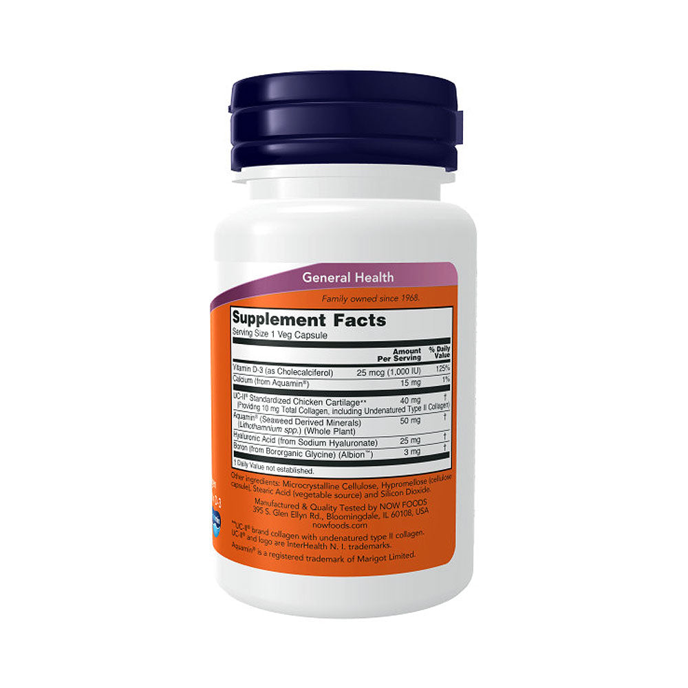 NOW Supplements, UC-II Advanced Joint Relief with Undenatured Type II Collagen, plus Hyaluronic Acid, Boron, Vitamin D-3, 60 Veg Capsules - Bloom Concept