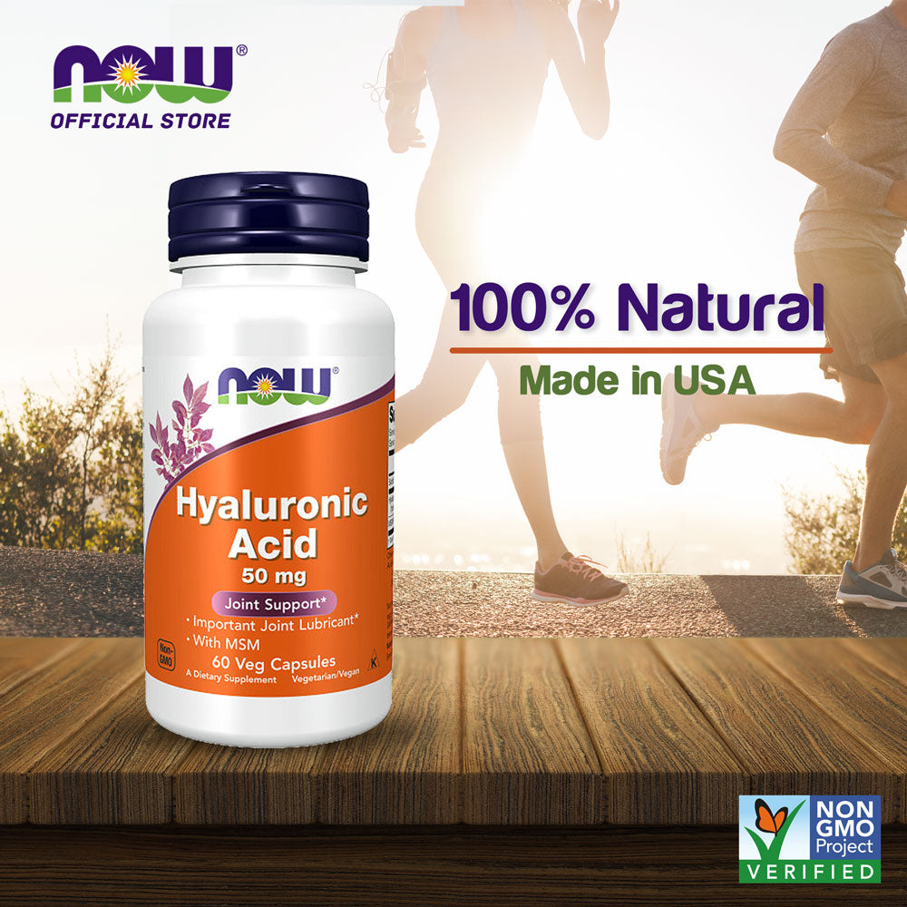 NOW Supplements, Hyaluronic Acid 50 mg with MSM, Joint Support*, 60 Veg Capsules - Bloom Concept