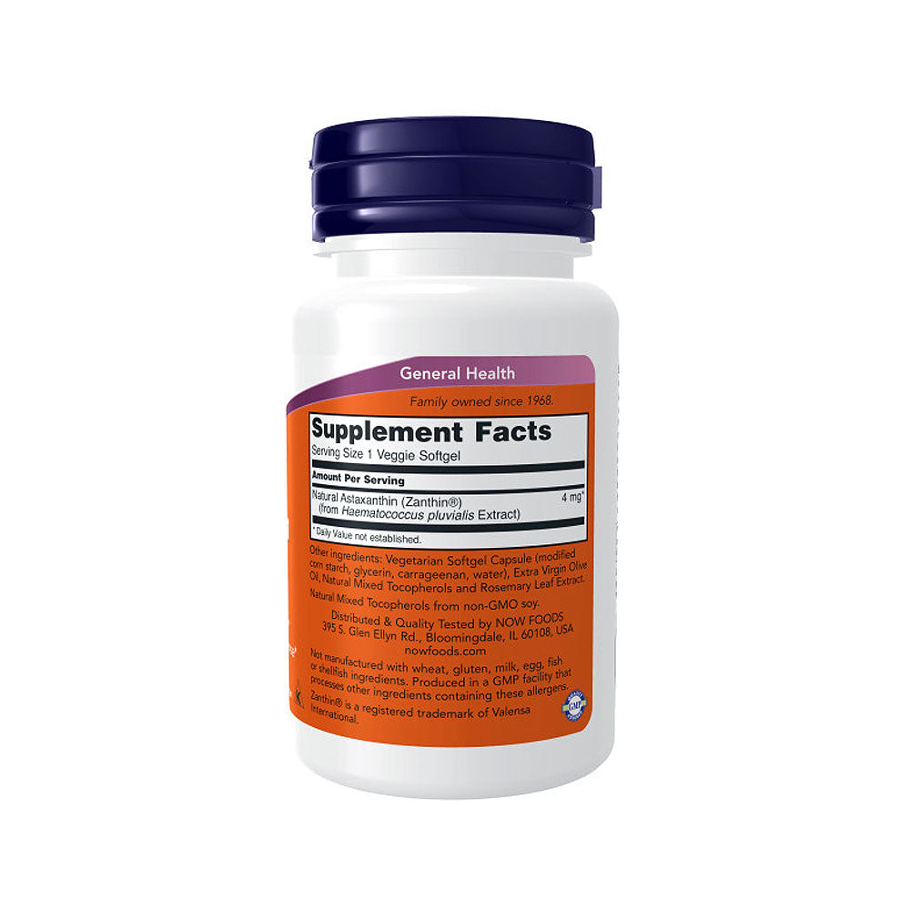 NOW Supplements, Astaxanthin 4 mg, features Zanthin, Supports Eye Health*, 60 Veg Softgels - Bloom Concept