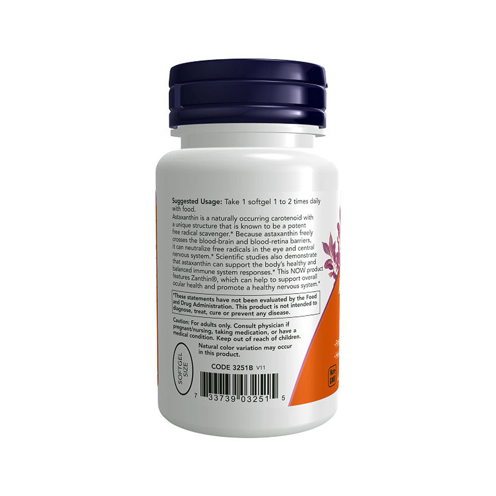NOW Supplements, Astaxanthin 4 mg, features Zanthin, Supports Eye Health*, 60 Veg Softgels - Bloom Concept