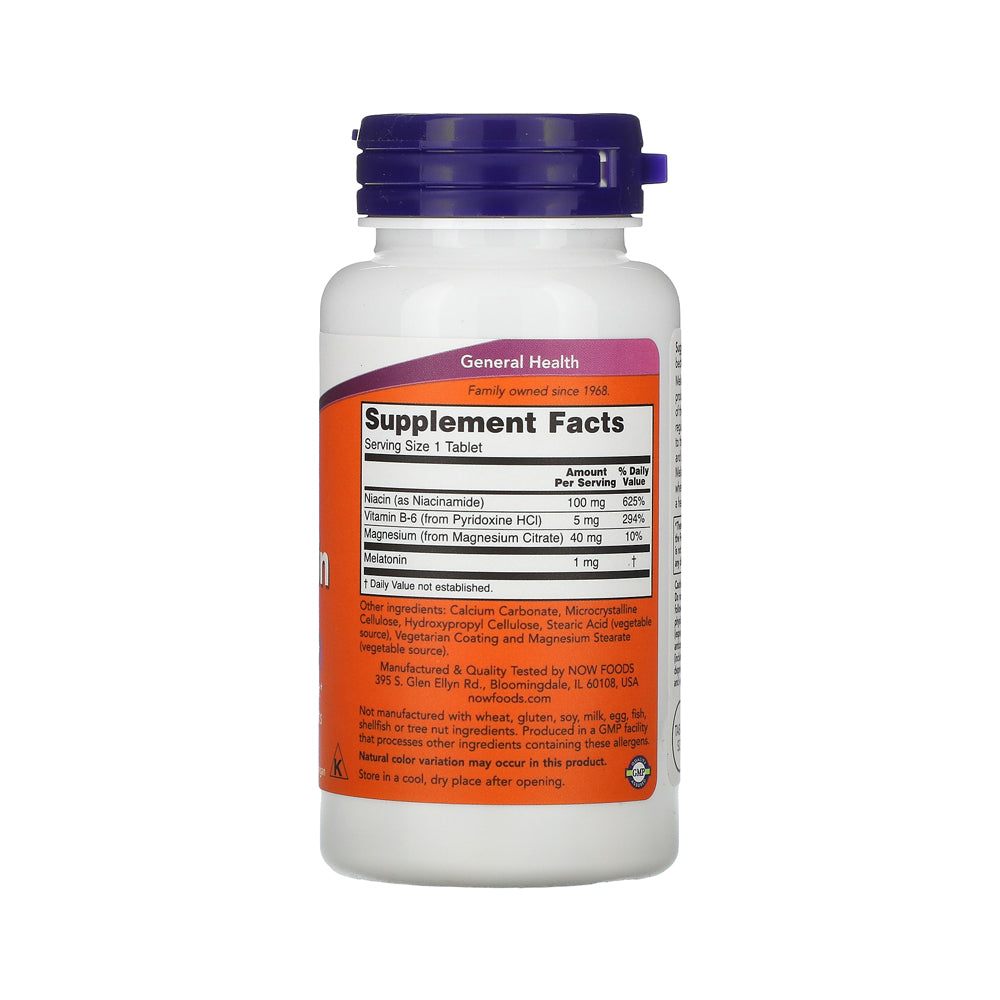 NOW Supplements, Melatonin 1 mg, with Co-Factor Nutrients, Healthy Sleep Cycle*, 100 Tablets - Bloom Concept
