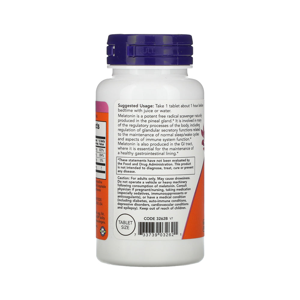 NOW Supplements, Melatonin 1 mg, with Co-Factor Nutrients, Healthy Sleep Cycle*, 100 Tablets - Bloom Concept