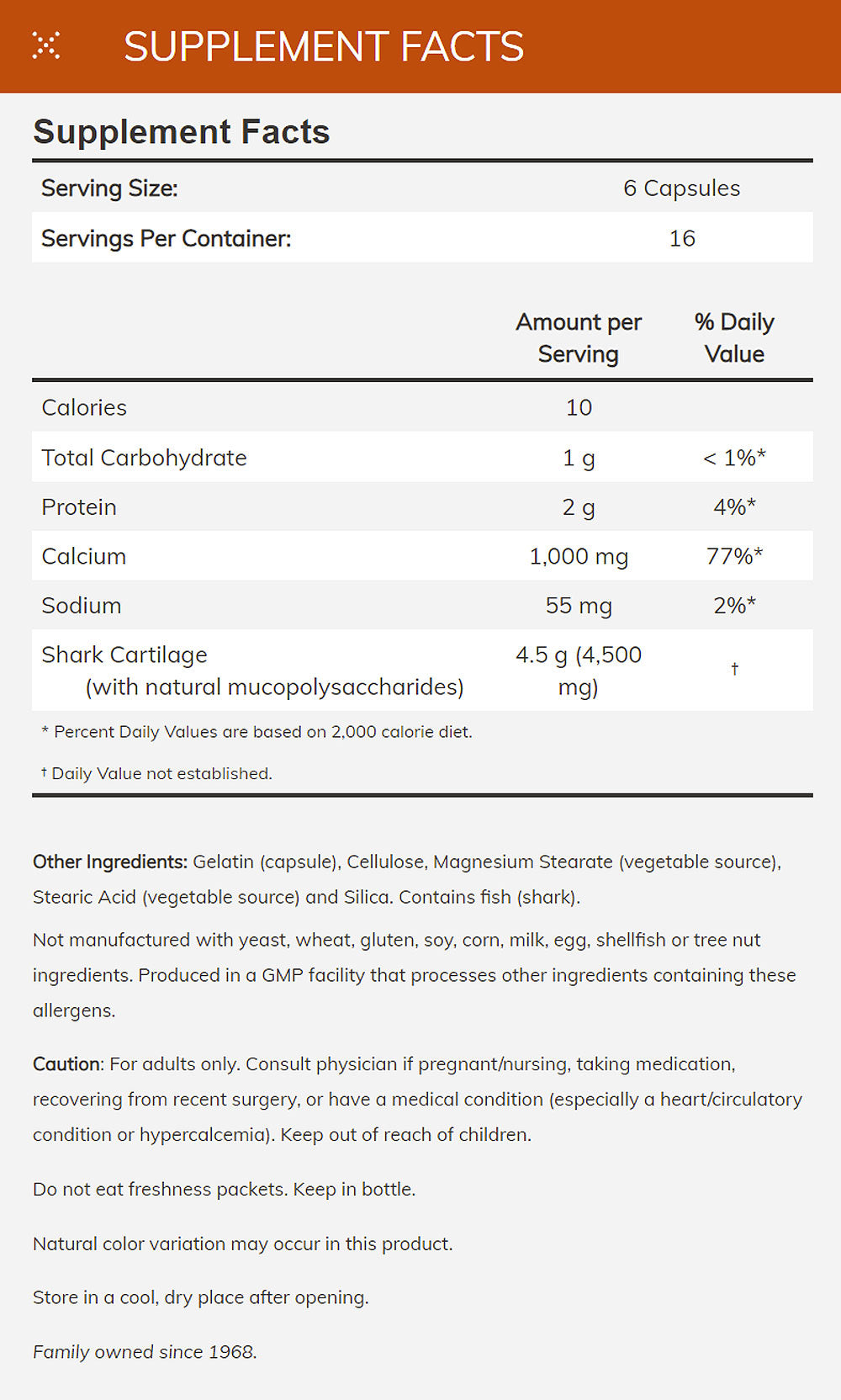 NOW Supplements, Shark Cartilage 750 mg with Naturally occurring Mucopolysaccharides and Calcium, 100 Capsules Vitamins & Supplements NOW Foods USA