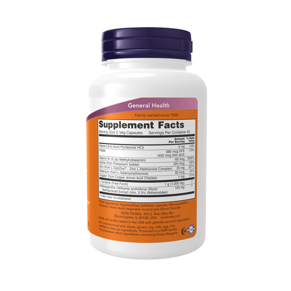NOW Supplements, Thyroid Energy™, Iodine and Tyrosine plus Selenium, Zinc and Copper, 90 Veg Capsules - Bloom Concept