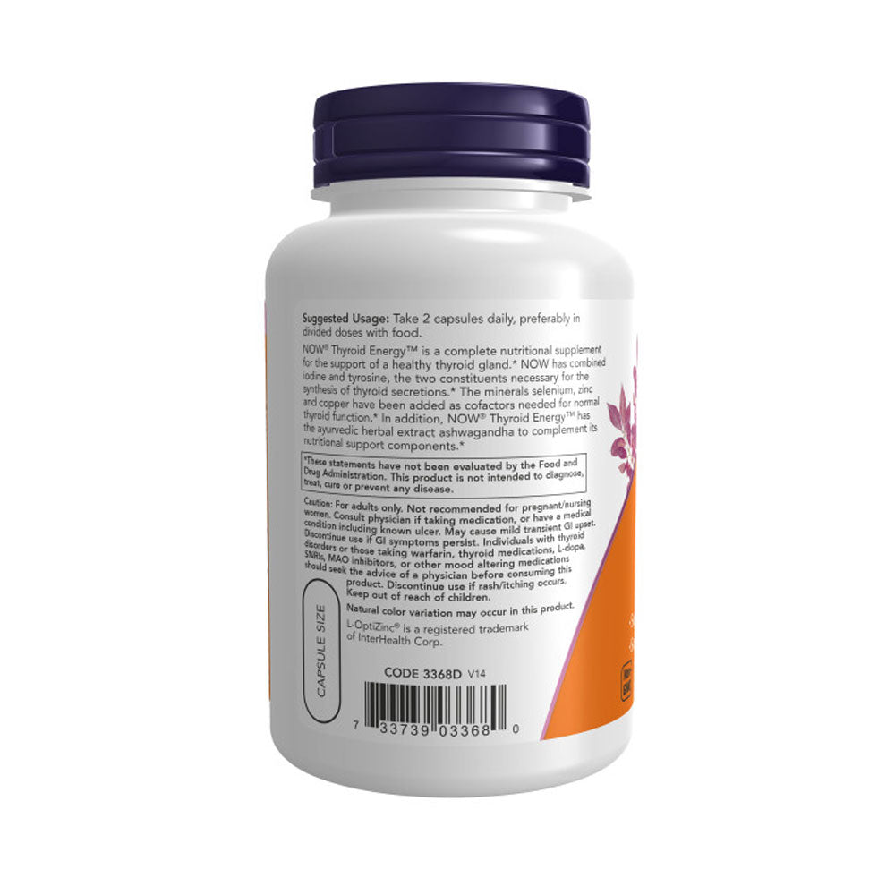 NOW Supplements, Thyroid Energy™, Iodine and Tyrosine plus Selenium, Zinc and Copper, 90 Veg Capsules - Bloom Concept
