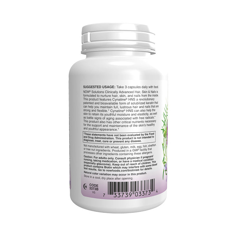 NOW Solutions, Hair, Skin and Nails, Clinically Advanced, Support with Clinically Tested Cynatine, 90 Veg Capsules - Bloom Concept