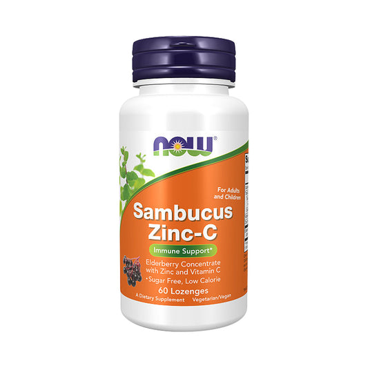 NOW Supplements, Sambucus Zinc-C with Elderberry Concentrate and Vitamin C, 60 Lozenges - Bloom Concept