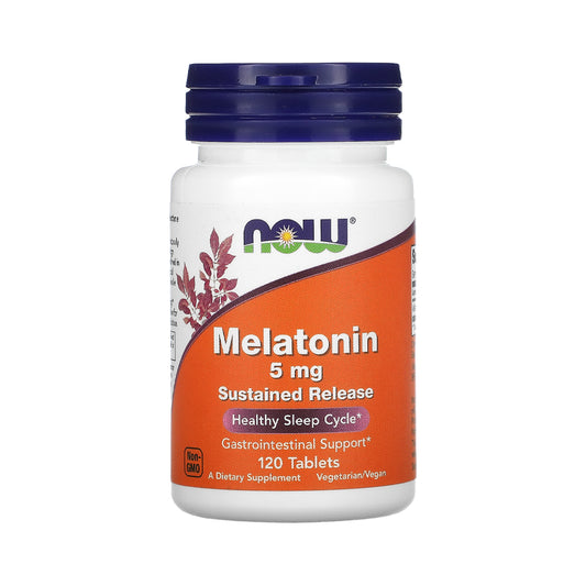 NOW Supplements, Melatonin 5 mg, Sustained Release, Formulated for a 4-Hour Release Period, 120 Tablets - Bloom Concept