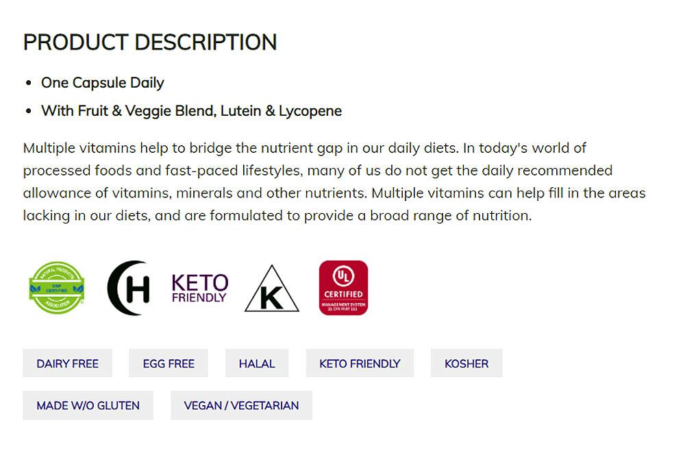 NOW FOODS Supplements, Daily Vits with Fruit & Veggie Blend, Lutein and Lycopene, 30 Veg Capsules - Bloom Concept