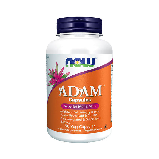 NOW Supplements, ADAM Men's Multivitamin with Saw Palmetto, Lycopene, Alpha Lipoic Acid and CoQ10, Plus Natural Resveratrol & Grape Seed Extract, 90 Veg Capsules - Bloom Concept