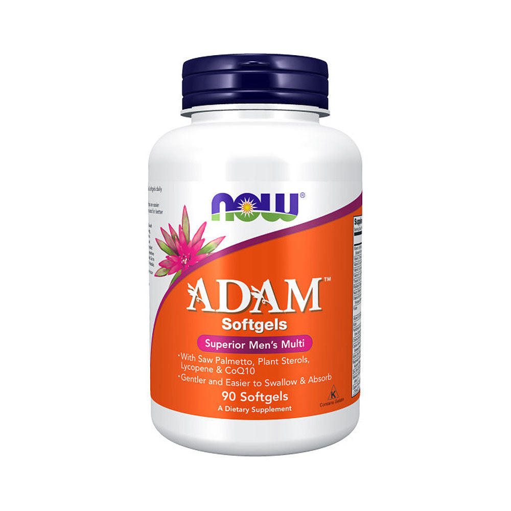 NOW Supplements, ADAM Men's Multivitamin with Saw Palmetto, Plant Sterols, Lycopene & CoQ10, 90 Softgels - Bloom Concept