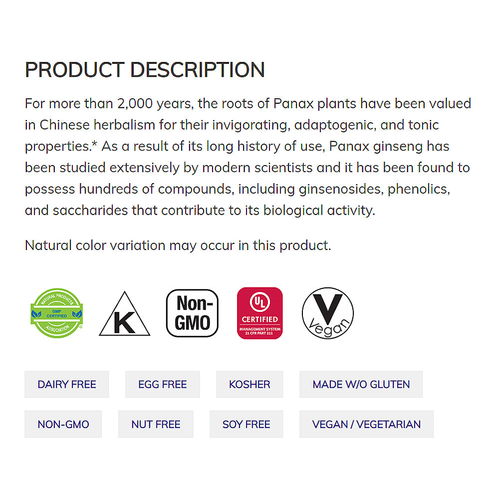 NOW Supplements, Panax Ginseng (Root) 500 mg, Adaptogenic Herb*, 100 Veg Capsules Vitamins & Supplements NOW Foods USA