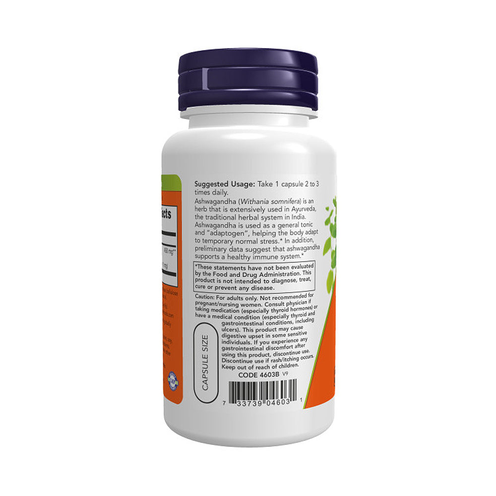 NOW Supplements, Ashwagandha (Withania somnifera) 450 mg (Standardized Extract), 90 Veg Capsules - Bloom Concept