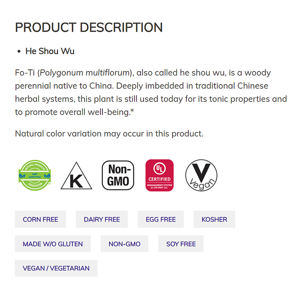 NOW Supplements, Fo-Ti (Polygonum multiflorum) 560 mg, Ho Shou Wu, Herbal Supplement, 100 Veg Capsules - Bloom Concept
