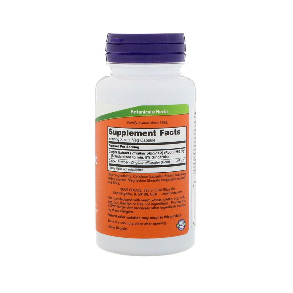 NOW Supplements, Ginger Root Extract 250 mg, Temporary Relief of Upset Stomach*, Digestive Support*, 90 Veg Capsules - Bloom Concept