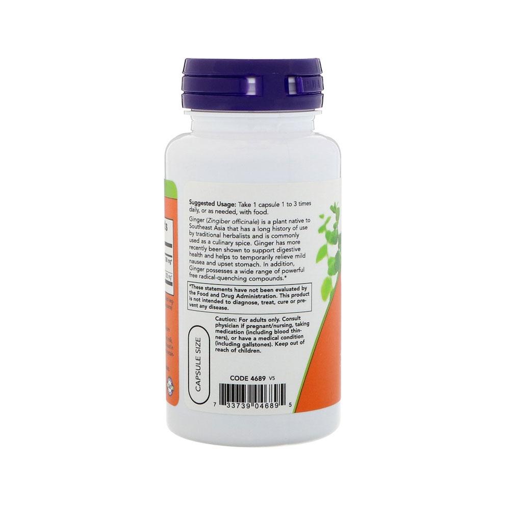 NOW Supplements, Ginger Root Extract 250 mg, Temporary Relief of Upset Stomach*, Digestive Support*, 90 Veg Capsules - Bloom Concept