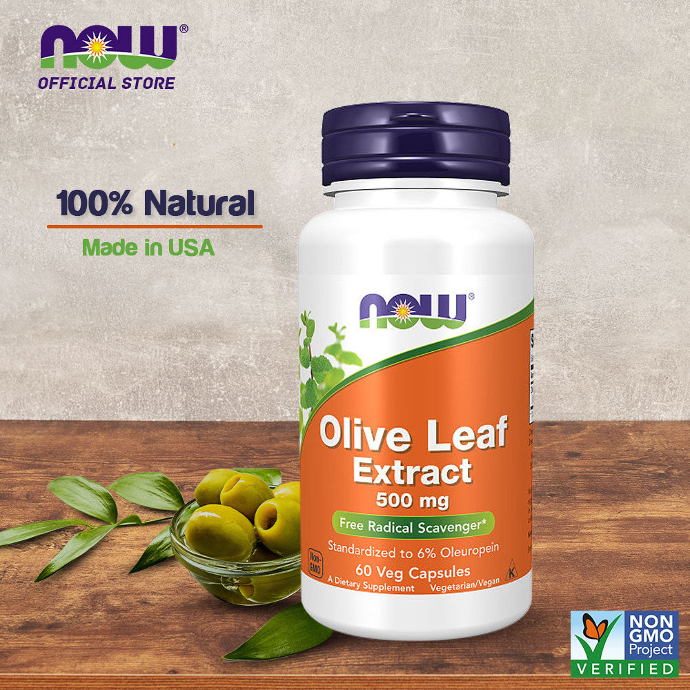 NOW Supplements, Olive Leaf Extract 500 mg, Free Radical Scavenger*, 60 Veg Capsules - Bloom Concept