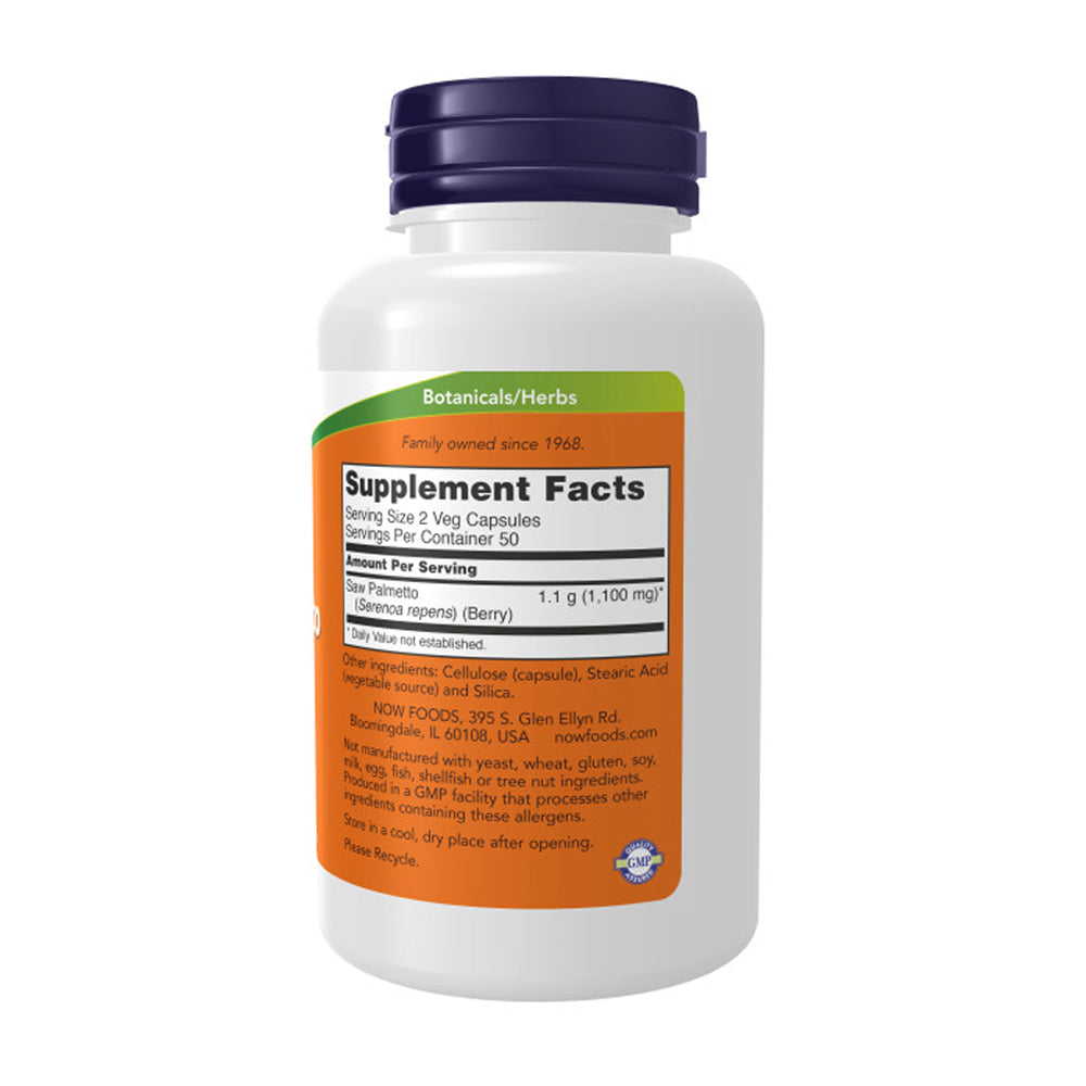 NOW Supplements, Saw Palmetto Berries (Serenoa repens) 550 mg, Men's Health*, 100 Veg Capsules - Bloom Concept