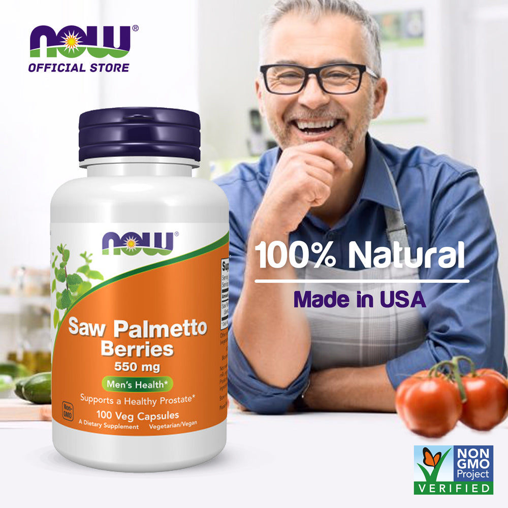 NOW Supplements, Saw Palmetto Berries (Serenoa repens) 550 mg, Men's Health*, 100 Veg Capsules - Bloom Concept