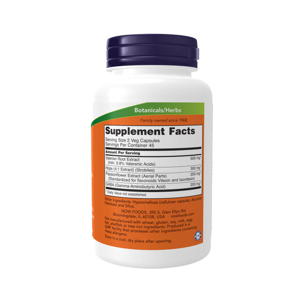NOW Supplements, Sleep with Valerian Root Extract Plus Hops, Passionflower and GABA, Botanical Sleep Blend*, 90 Veg Capsules - Bloom Concept