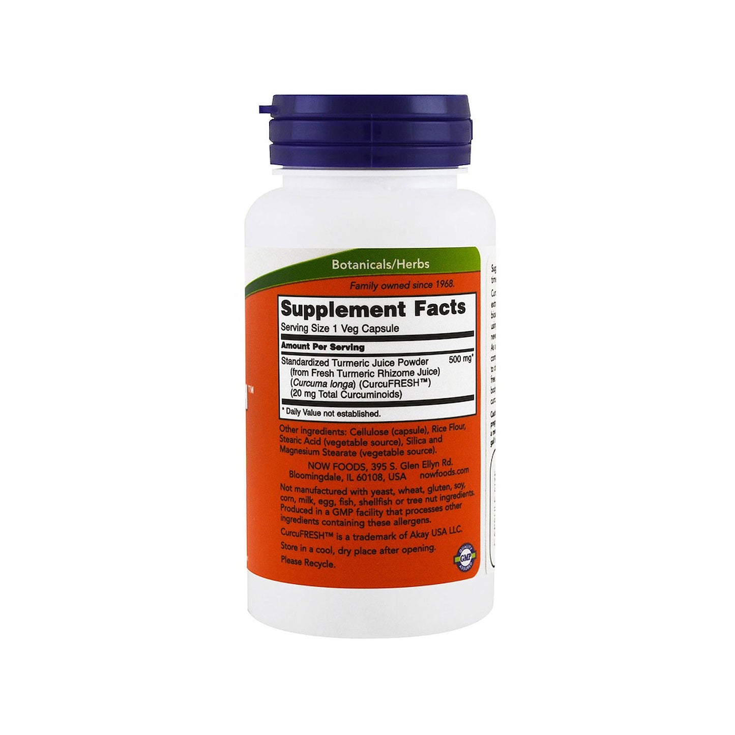 NOW Supplements, CurcuFRESH™ Curcumin, Derived from Fresh Turmeric Juice, Curcumin Juice Complex, 60 Veg Capsules - Bloom Concept