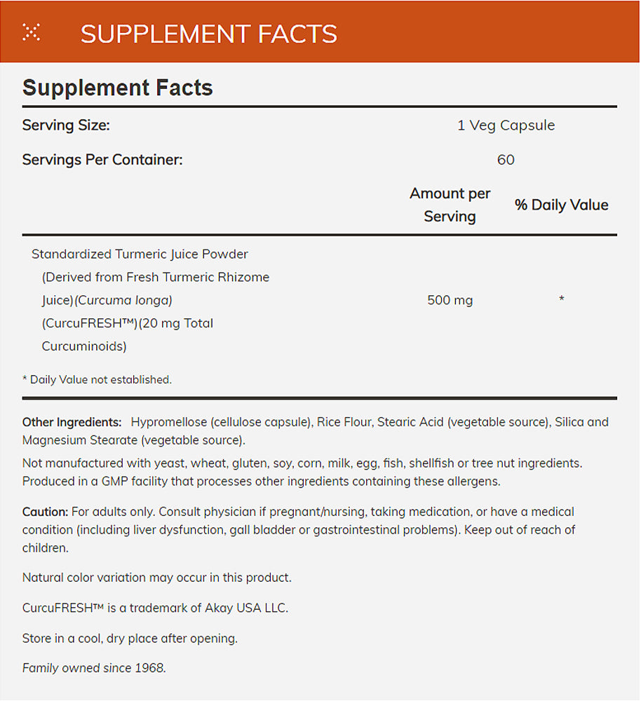 NOW Supplements, CurcuFRESH™ Curcumin, Derived from Fresh Turmeric Juice, Curcumin Juice Complex, 60 Veg Capsules - Bloom Concept