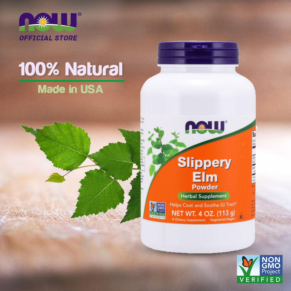 NOW Supplements, Slippery Elm Powder (Ulmus rubra), Non-GMO Project Verified, Herbal Supplement, 4-Ounce (113g) - Bloom Concept