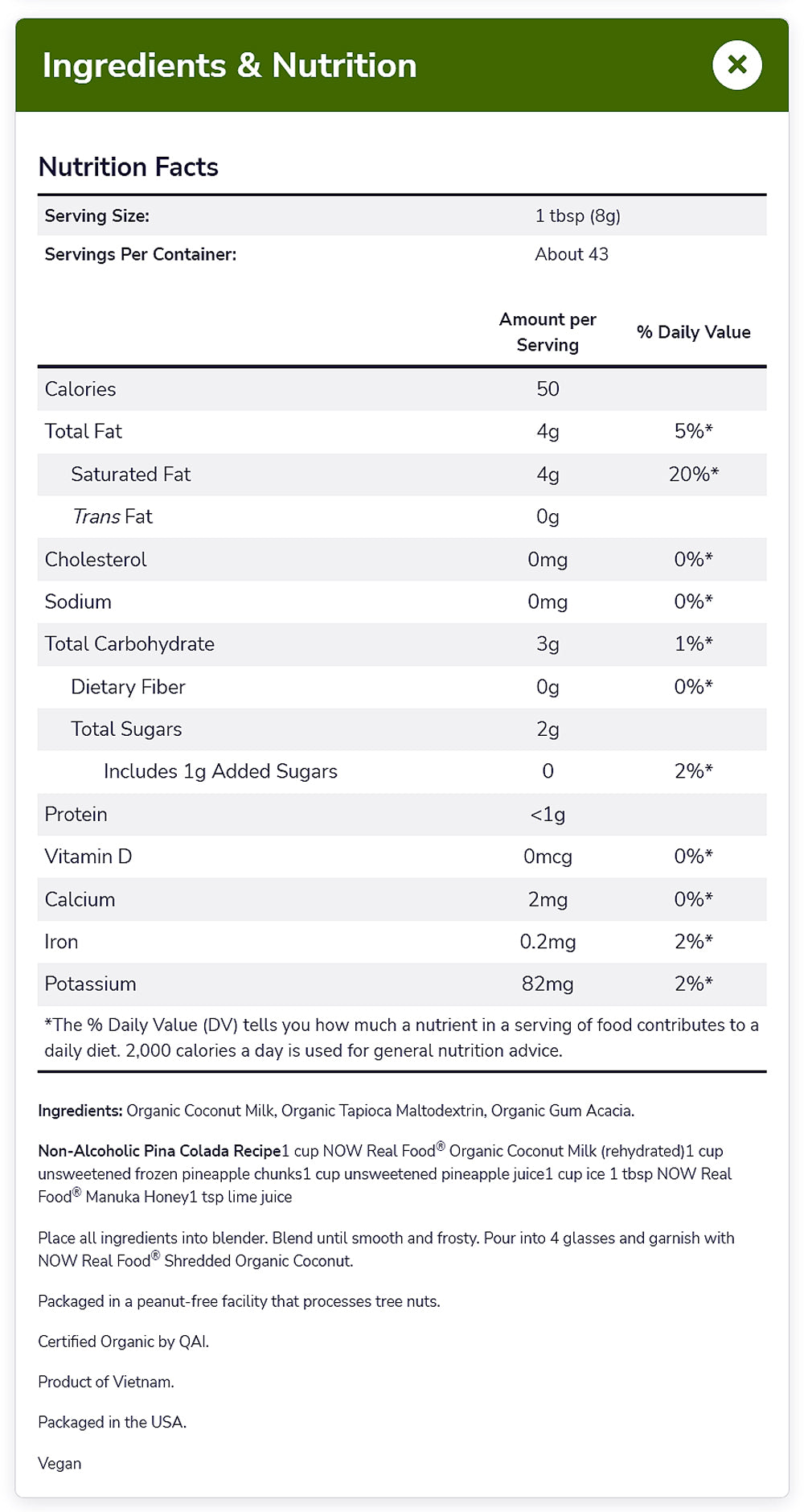 NOW Foods, Organic Coconut Milk Powder, Dairy Free/ Vegan, Just Add Water, 12-Ounce (340g) Baking Needs NOW Foods USA