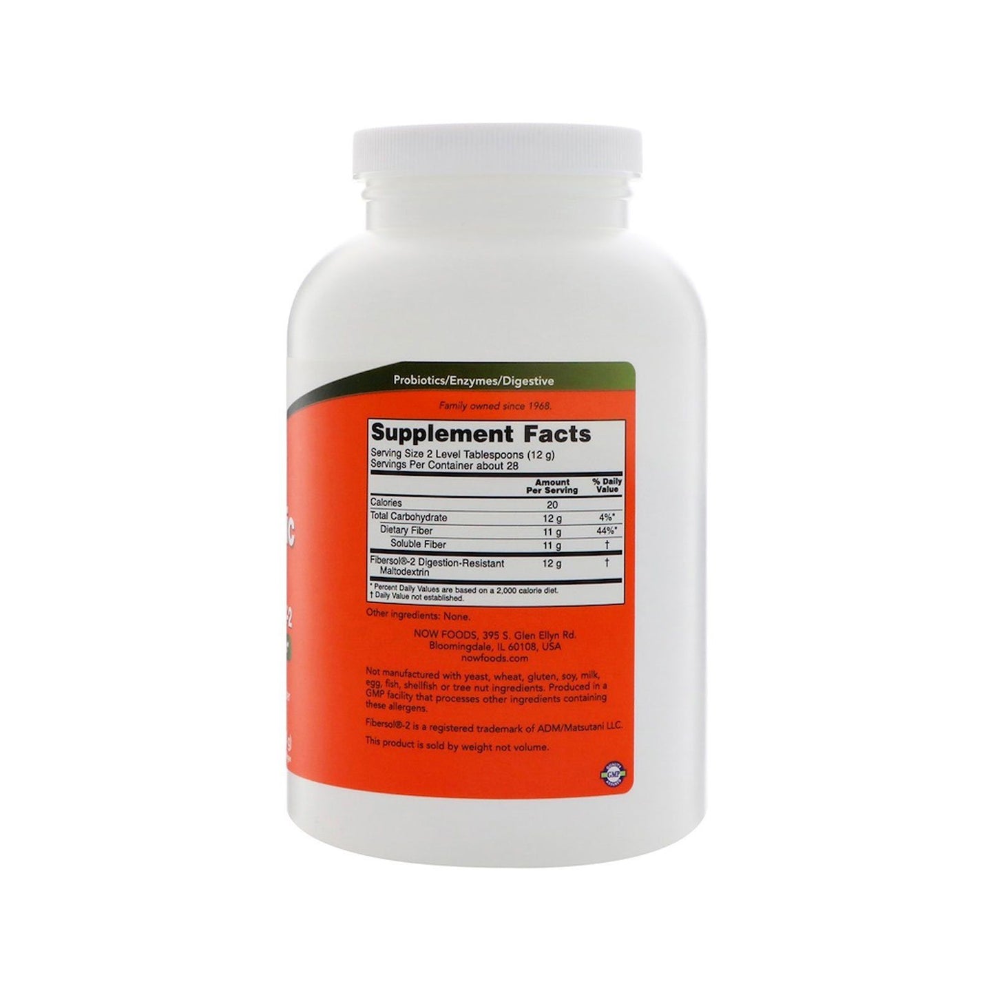 NOW Supplements, Prebiotic Fiber with Fibersol-2, derived from Non-GMO corn, Powder, 12-Ounce (340 g) - Bloom Concept