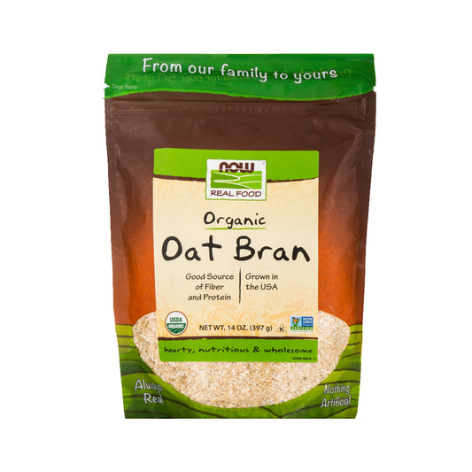 NOW Foods, Organic Oats Bran, Source of Fiber and Protein, USA Grown, Non-GMO Project Verified, 14-Ounce (397 g) - Bloom Concept