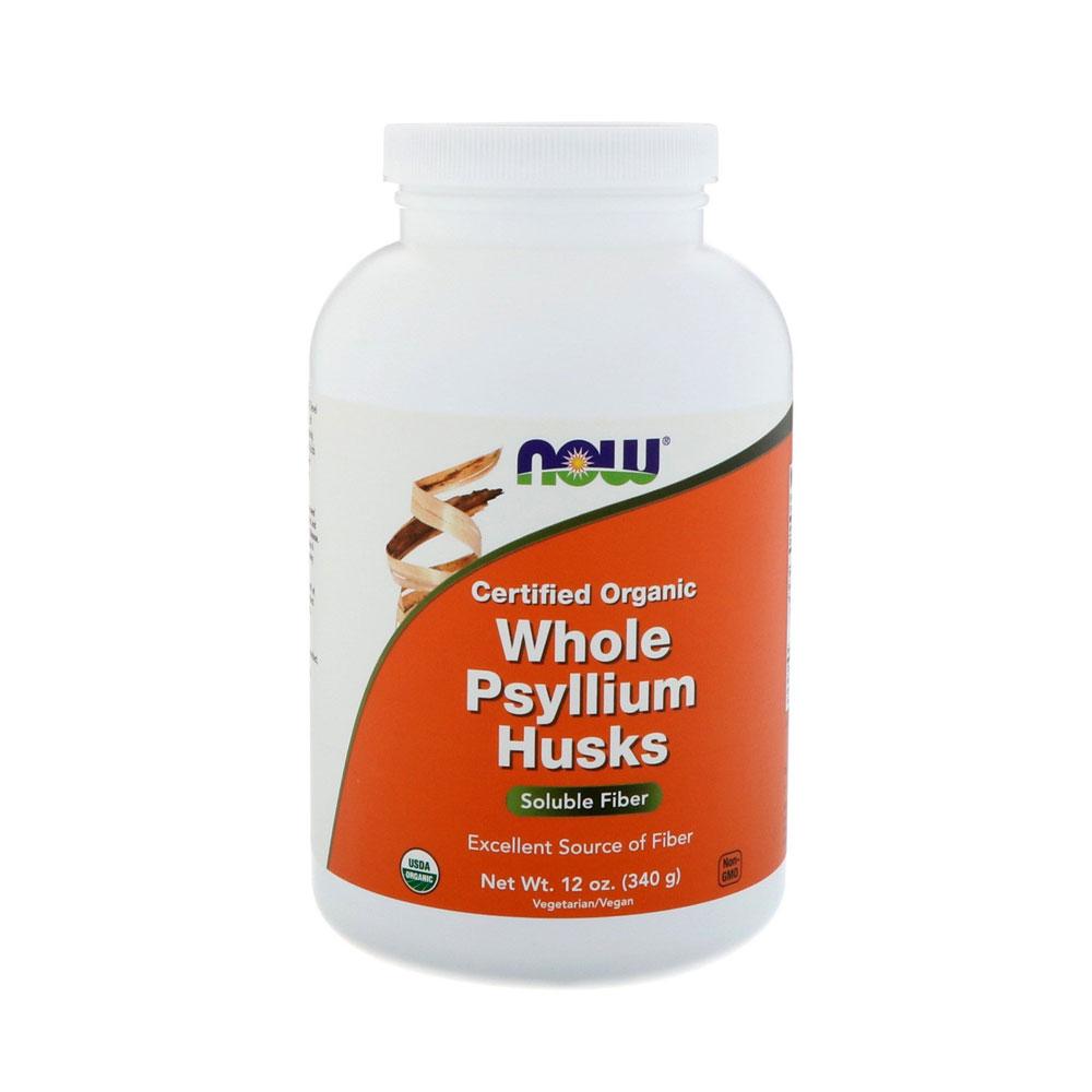 NOW Supplements, Whole Psyllium Husks, Certified Organic, Non-GMO Project Verified, Soluble Fiber, 12-Ounce (340 g) - Bloom Concept
