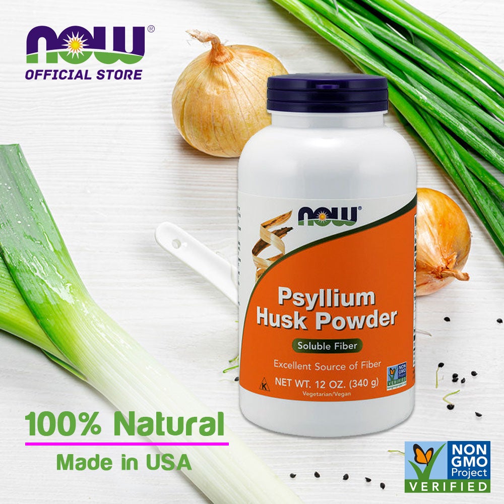 NOW Supplements, Psyllium Husk Powder, Non-GMO Project Verified, Soluble Fiber, 12-Ounce (340 g) - Bloom Concept