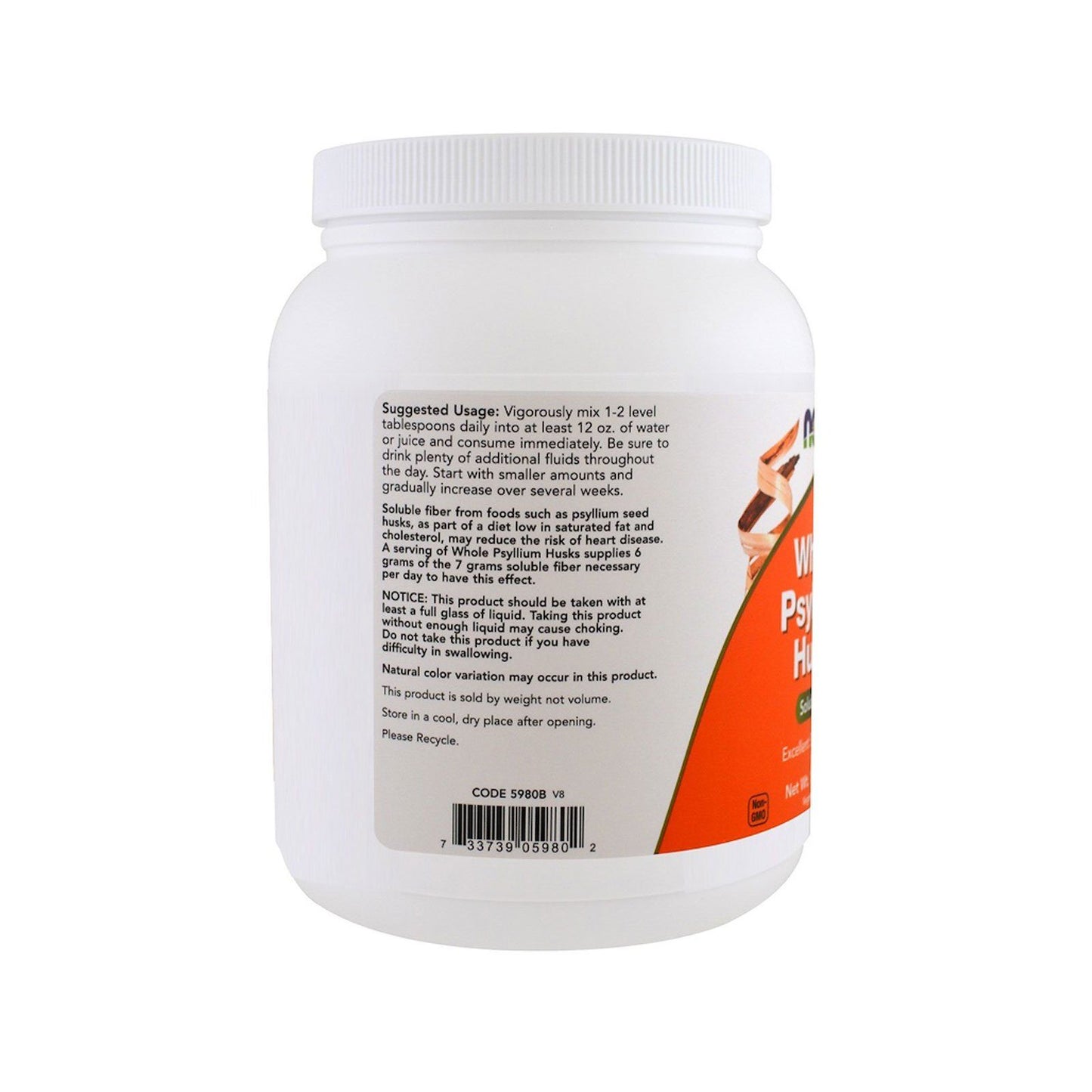 NOW Supplements, Whole Psyllium Husks, Non-GMO Project Verified, Soluble Fiber, 12-Ounce (340 g) - Bloom Concept