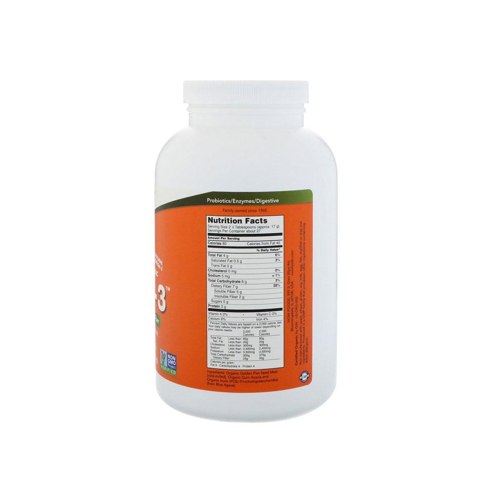 NOW Supplements, Fiber-3, Certified Organic, Non-GMO Project Verified, Psyllium Free, with Organic Golden Flax Meal, Acacia & Inulin, 16-Ounce (454 g) - Bloom Concept