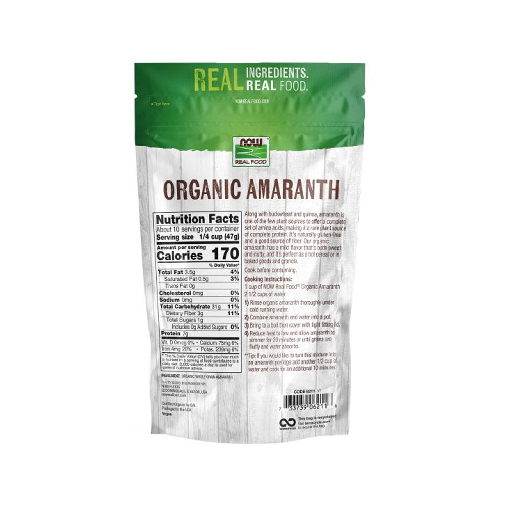 NOW Foods, Organic Amaranth Whole Grain, Source of Protein and Fiber, Gluten-Free, Certified Non-GMO, 16-Ounce (454g) - Bloom Concept