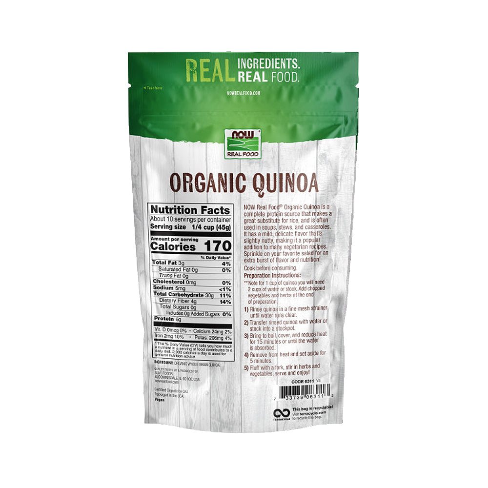 NOW Foods, Organic Quinoa Whole Grain, Gluten-Free, Ancient Grain, Source of Protein and Fiber, 16-Ounce (454 g) - Bloom Concept
