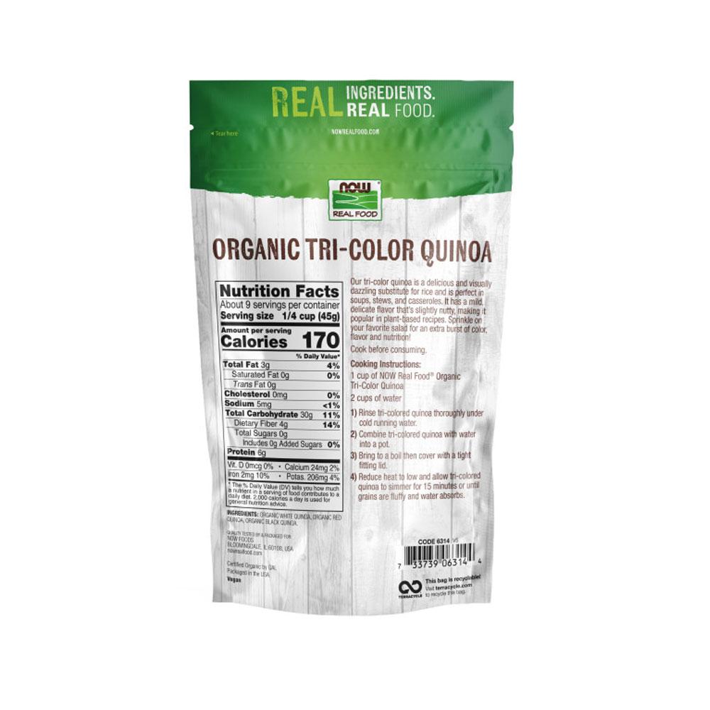 NOW Foods, Organic Tri-Color Quinoa, Gluten-Free, Non-GMO and Allergy-Friendly, Source of Protein and Iron, 14-Ounce (397g) - Bloom Concept