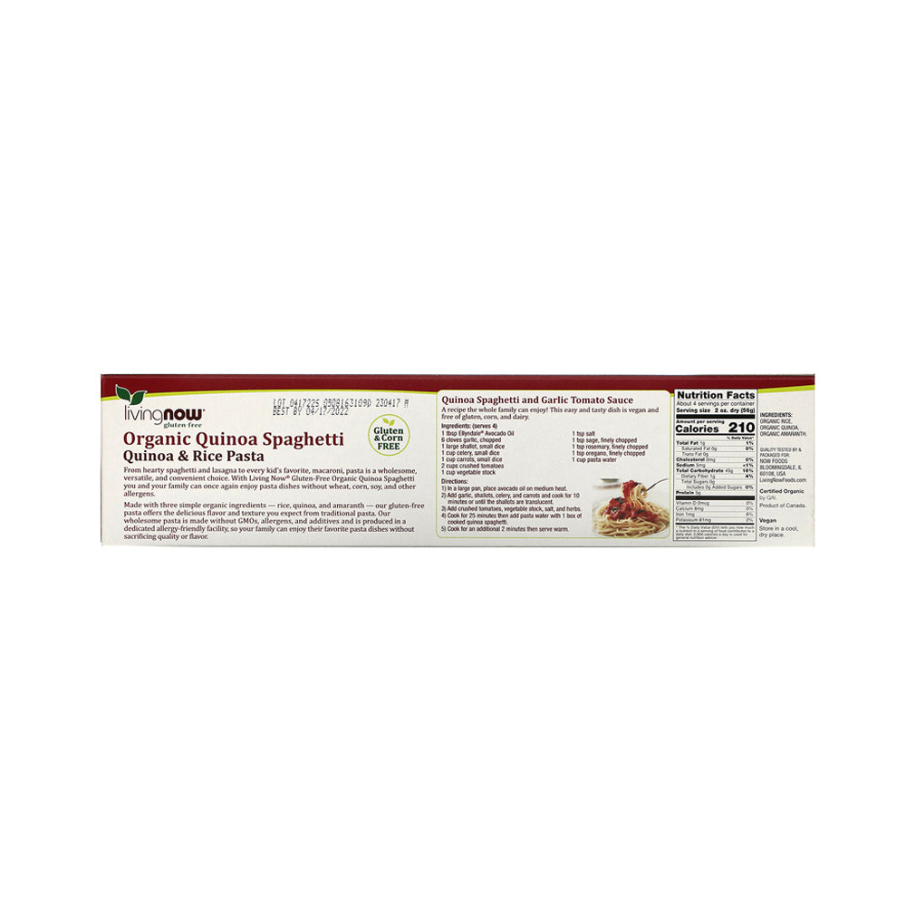 (50% OFF) NOW Foods, Organic Quinoa Spaghetti, Gluten-Free, Corn-Free, Non-GMO, Quinoa and Rice Pasta, 8-Ounce (227g)--Best by 01/25 - Bloom Concept