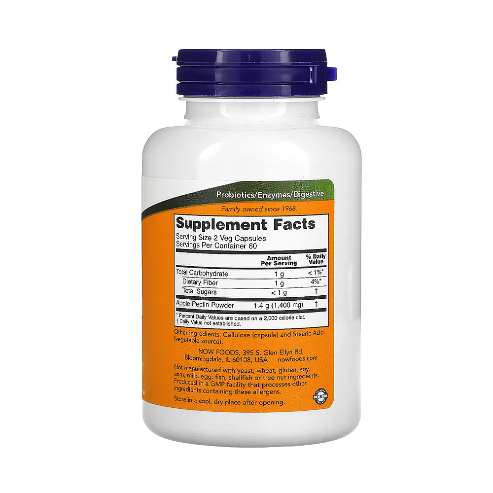 NOW Supplements, Apple Pectin 700 mg, Dietary Fiber, Intestinal Support*, 120 Veg Capsules Vitamins & Supplements NOW Foods USA